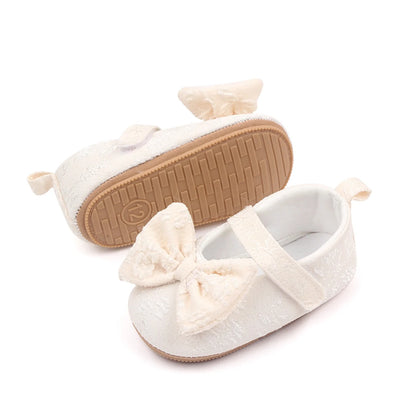 Baby Girls Bow Flower Soft Sole Princess Shoes | Non-Slip First Walker 0-18 Months