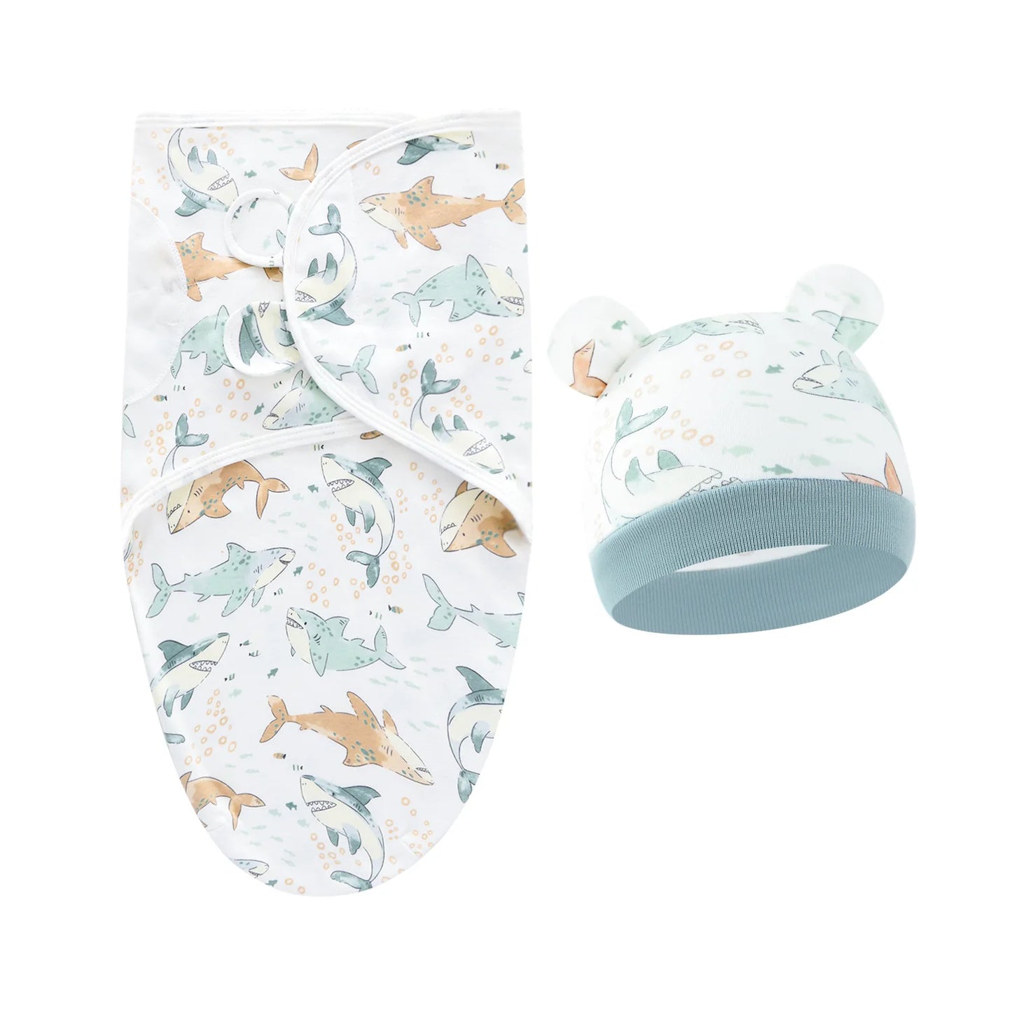 Baby Blanket & Hat Set | Cartoon Cotton Swaddle for Newborns 0-6 Months
