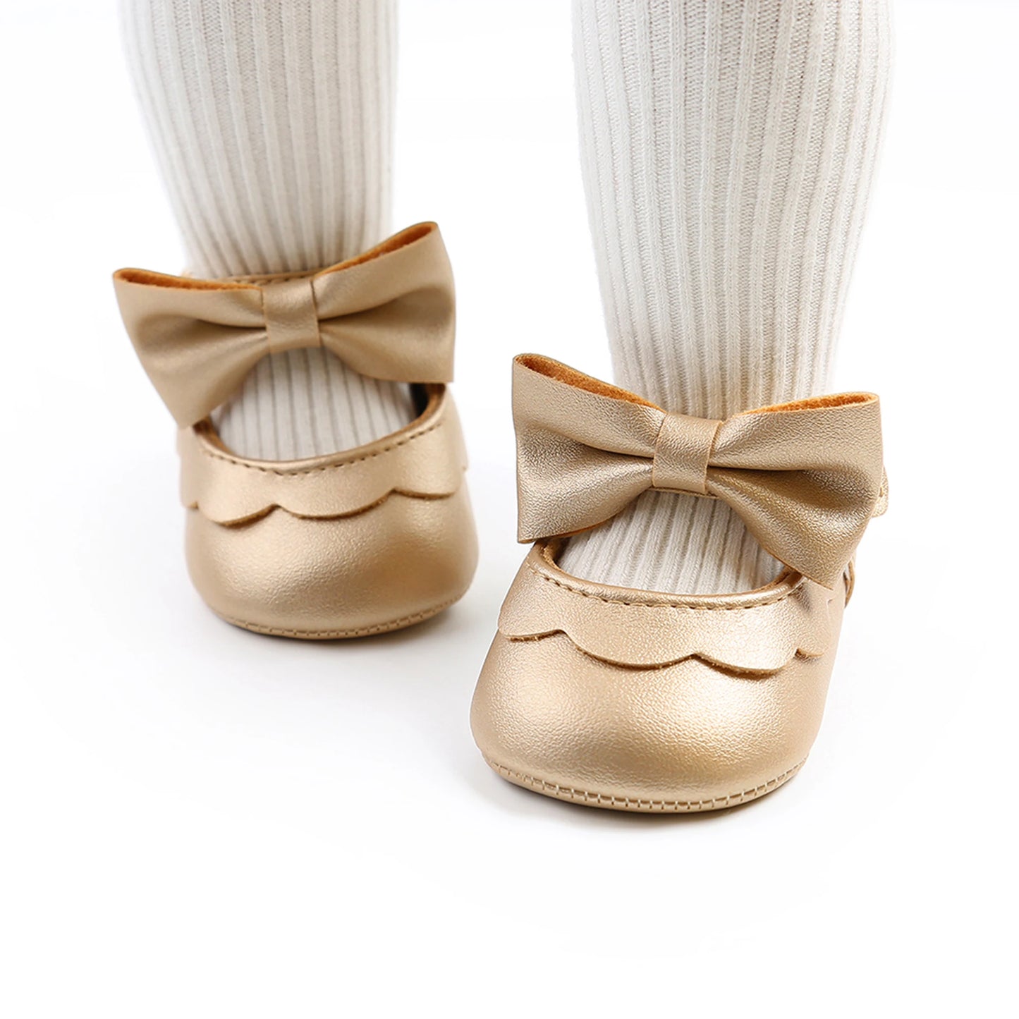 Baby Girls Bow Knot Soft Sole Princess Shoes | First Walker Flat Shoes 0-18 Months