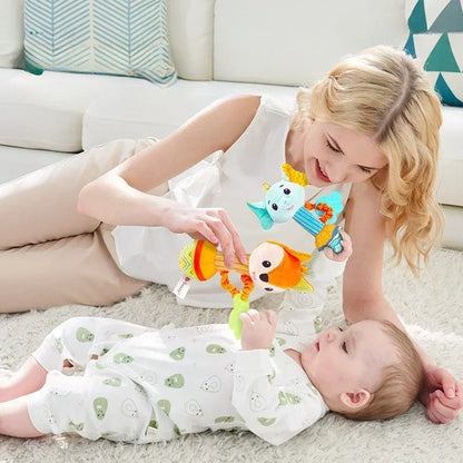 Baby Animal Rattle Toy | Soft Squeaky Crinkle Sensory Toy for Toddlers