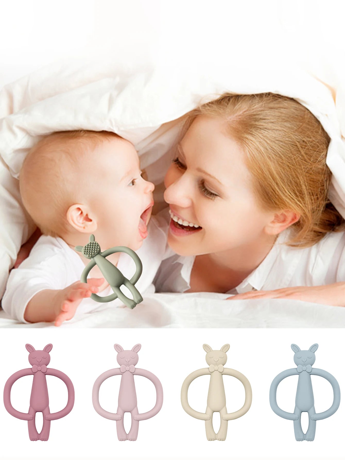 Silicone Rabbit Teether for Babies & Newborns
