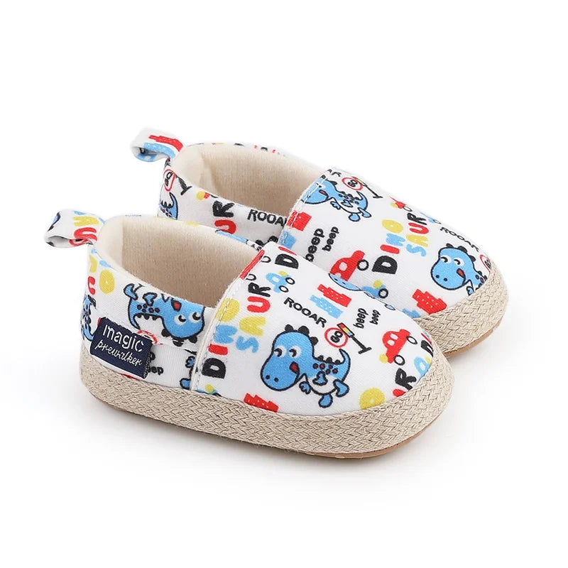 Baby Dinosaur Slip-On Shoes | Closed Toe Walking Shoes 0-18 Months