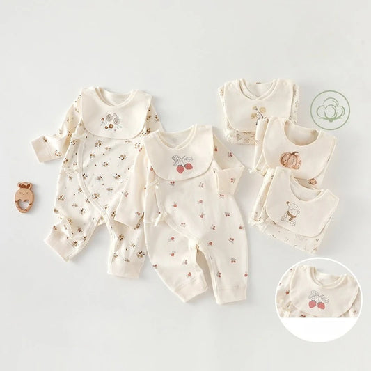 Newborn Romper & Bib Set — 100% Cotton Unisex