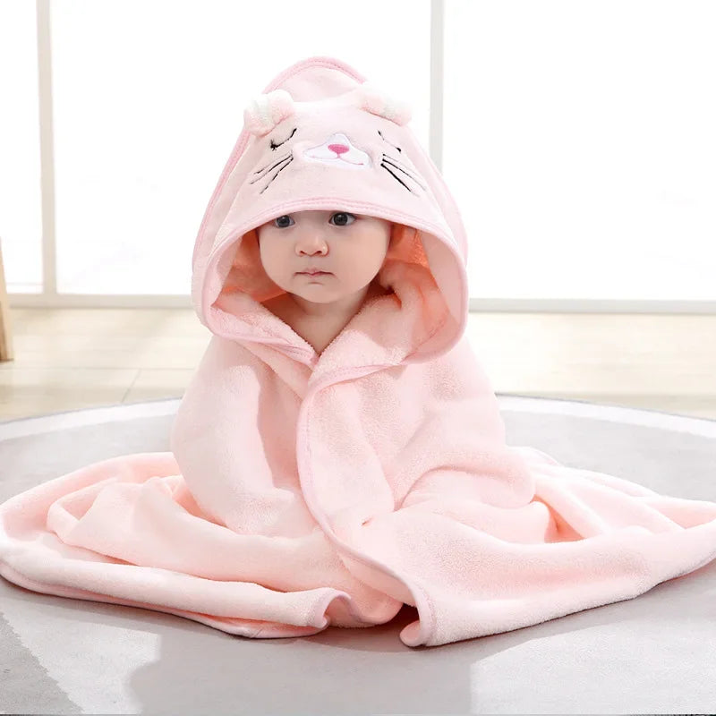 Cartoon Animal Baby Hooded Bath Towel | Soft Newborn Bathrobe for Boys & Girls