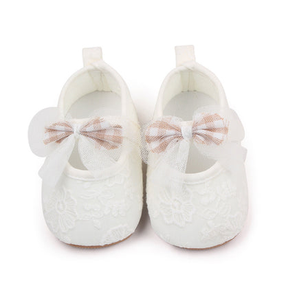 Baby Girls Bow Flower Soft Sole Princess Shoes | Non-Slip First Walker 0-18 Months