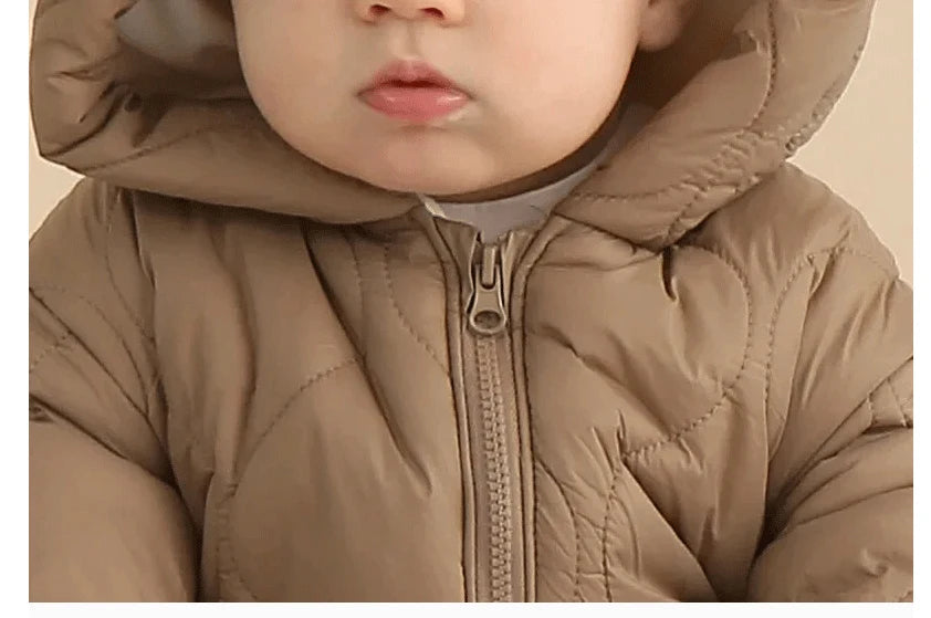 Winter Hooded Baby Romper — Fleece Lined, Warm & Cosy
