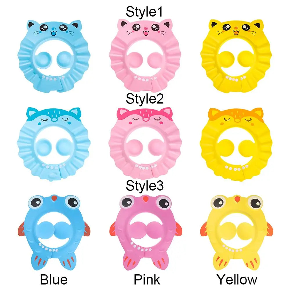 Baby Bath Shower Cap & Hair Shield | Waterproof Ear & Eye Protection | 3 Styles | Yellow, Pink & Blue