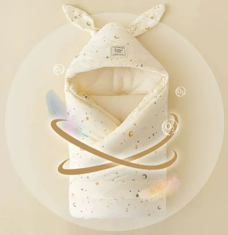 Newborn Bunny Ears Swaddle Blanket | Extra Soft Cotton Wrap