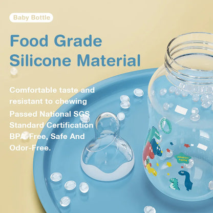Baby Bottle with Gravity Ball & Handle | 150/240ml Anti-Spill Newborn Feeding Bottle, BPA-Free