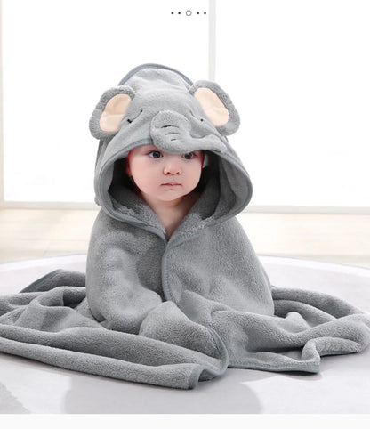 Cartoon Animal Baby Hooded Bath Towel | Soft Newborn Bathrobe for Boys & Girls