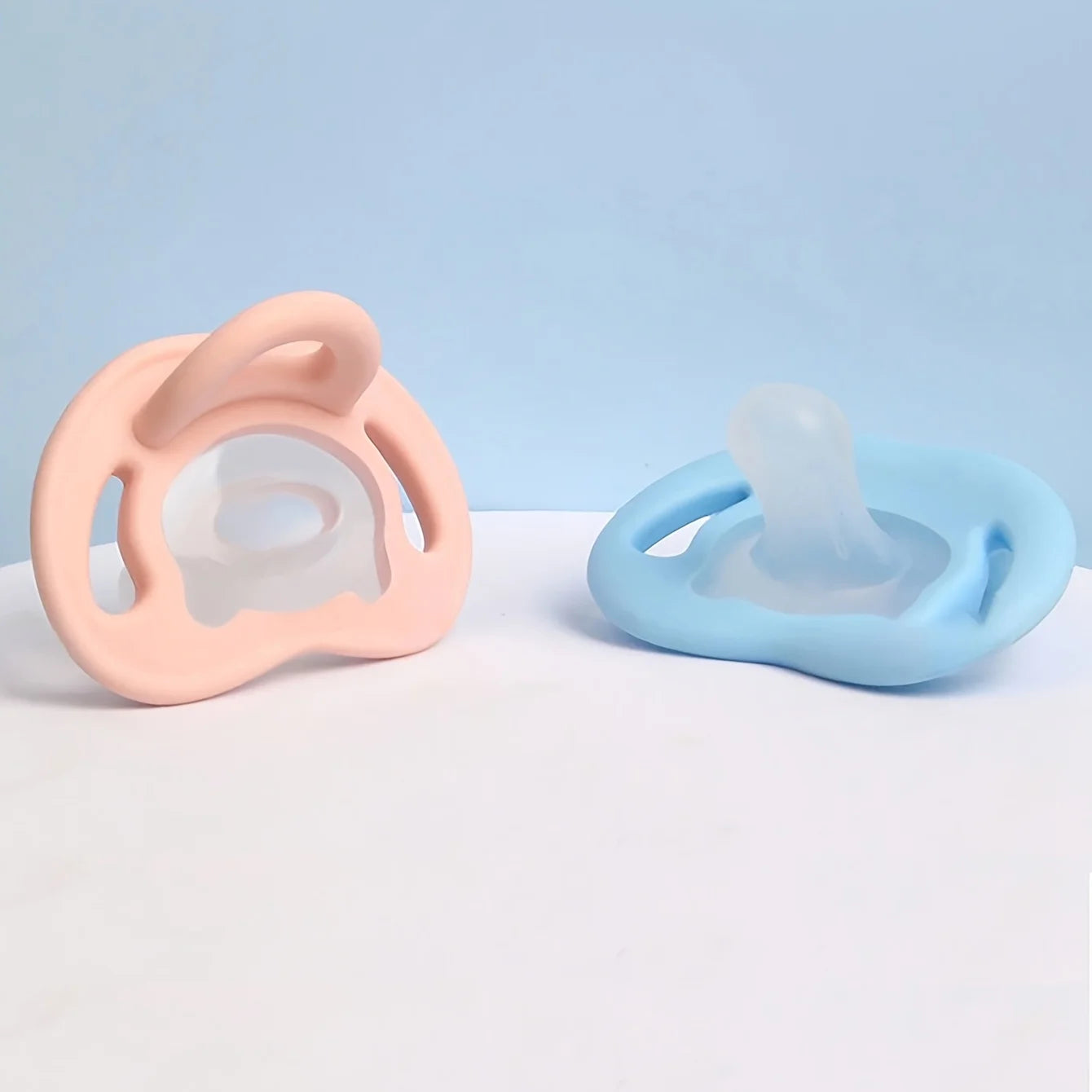 Silicone Baby Pacifier & Soother | Soft Thumb Nipple | Single & 2-Pack | Pink & Blue