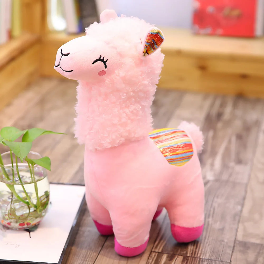 Kawaii Alpaca Llama Plush Toy | Soft Stuffed Smiling Animal Doll | 4 Colours | 25cm