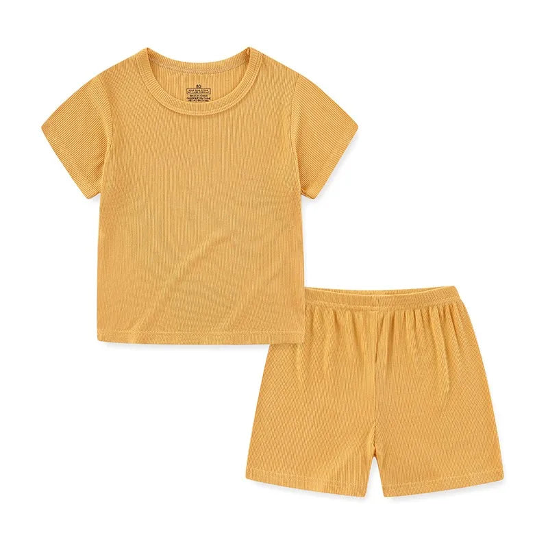 Kids Cotton 2-Piece Outfit Set | Short Sleeve Top & Shorts 12 Months–5 Years