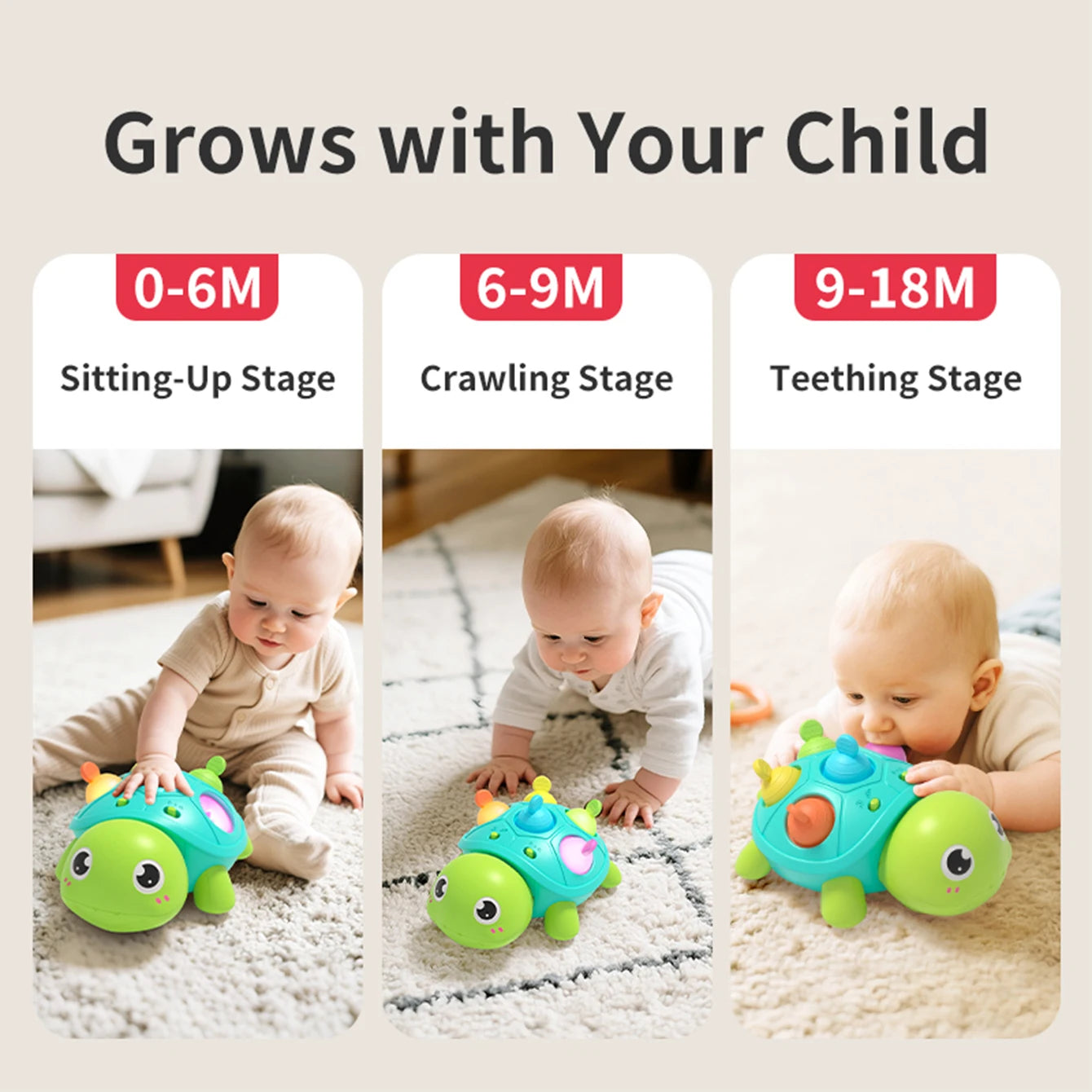 Baby Turtle Crawling Toy | Light & Sound Sensory Toy for Infants 0–12 Months