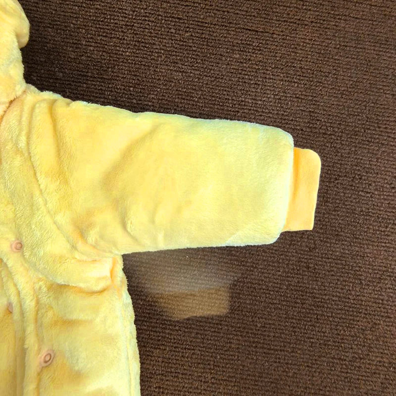 Baby Hooded Fleece Snowsuit | Snap-Up Footie Romper Winter Jumpsuit 0-12 Months