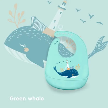 Waterproof Silicone Baby Bib | Adjustable Cute Printed Design, BPA-Free Leak-Proof Feeding Bib
