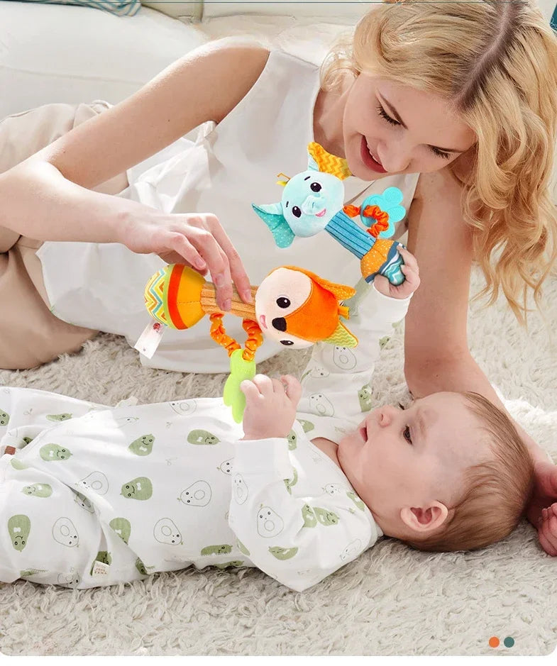 Baby Animal Rattle Toy | Soft Squeaky Crinkle Sensory Toy for Toddlers