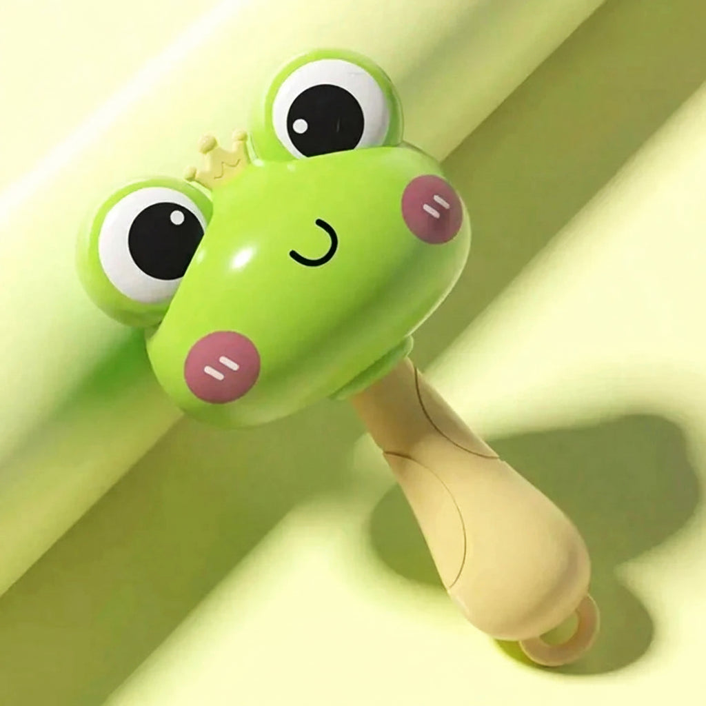 Cartoon Rattle & Sensory Handbell Toy | Chew-Safe Baby Grasp Toy | Frog & Chicken