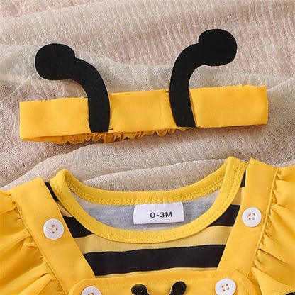 Baby Girl Embroidery Romper & Suspender Dress Set with Headband | 0-18 Months