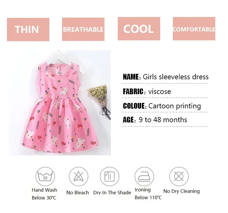 Girls Cotton Flower Dress | Sleeveless Princess Party Dress