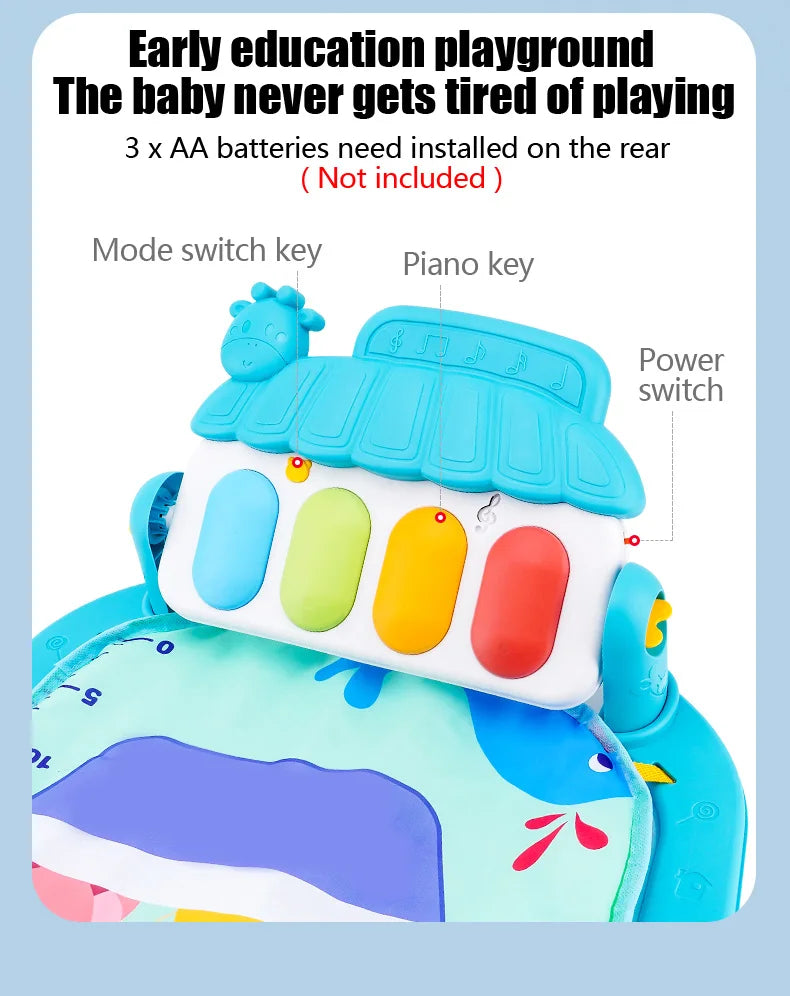 Baby Music Play Gym & Activity Mat | Piano Keyboard & Hanging Toys