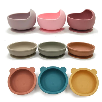 Baby Silicone Suction Bowl with Spoon | Waterproof Kids Feeding Tableware