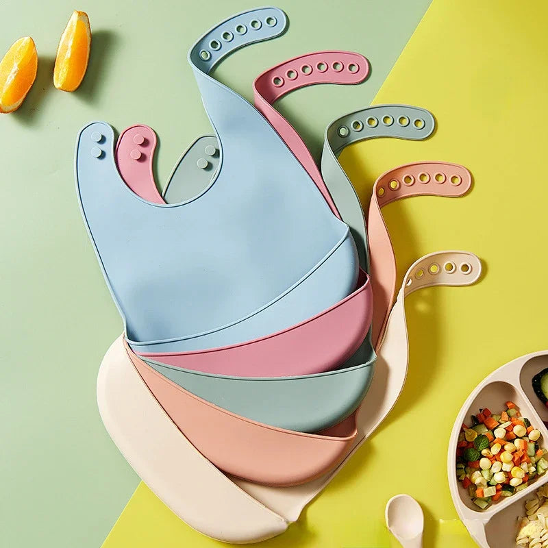 Silicone Baby Bib | Adjustable Waterproof Feeding Bib for Newborns & Toddlers, BPA-Free