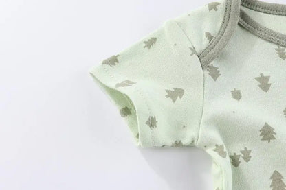 Baby Cartoon Cotton Romper 4-Piece Set | Short Sleeve Newborn Bodysuit 3-12 Months