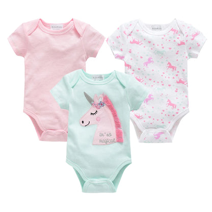 Baby Cotton Bodysuit 3-Pack | Short Sleeve Unisex Romper 0-12 Months