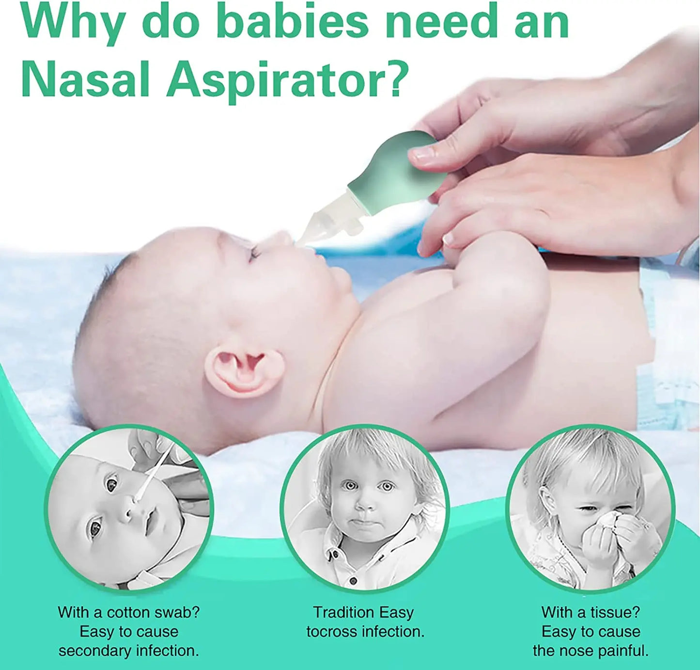 Baby Nasal Aspirator | Soft Silicone Nose Cleaner & Snot Sucker for Newborns, Anti-Backflow