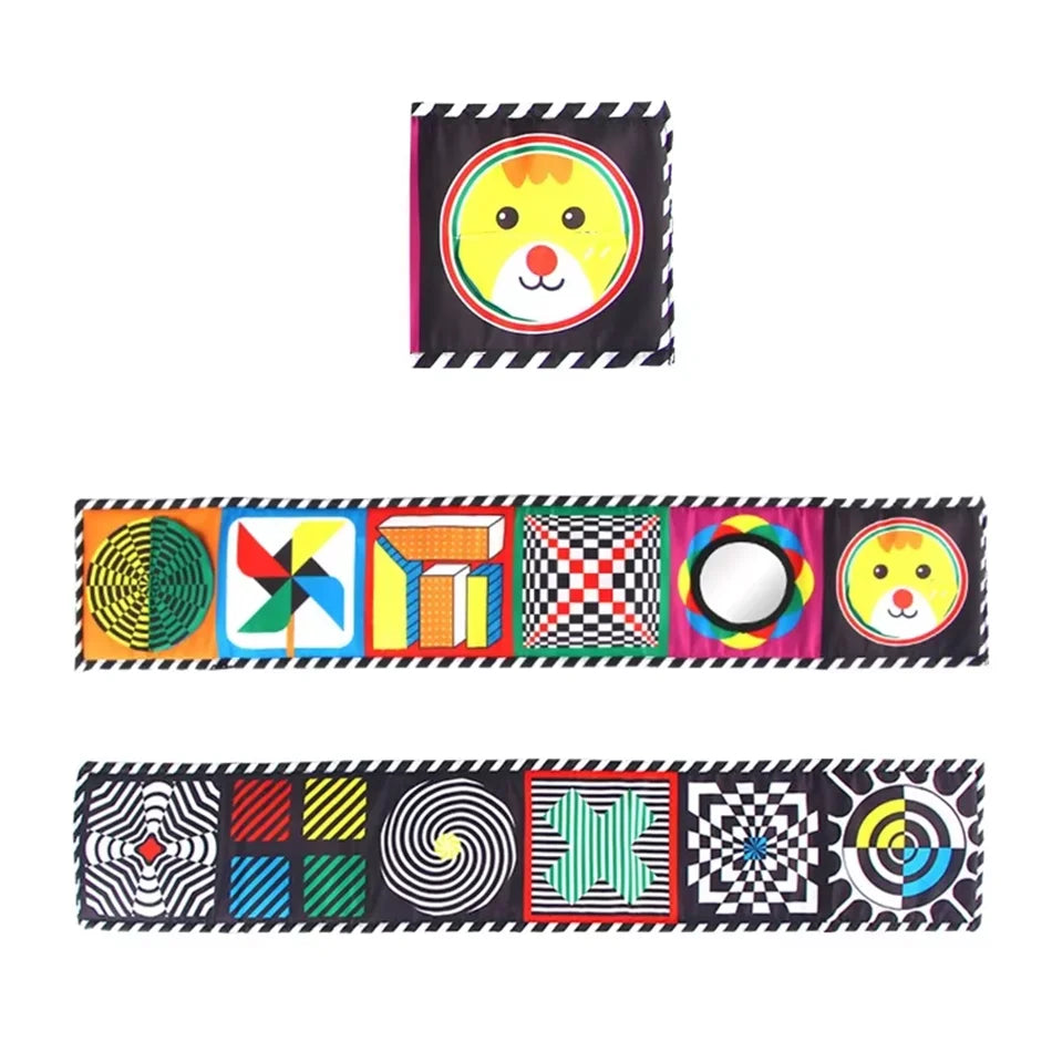 High Contrast Sensory Cloth Book for Babies | Black & White Montessori Newborn Toy