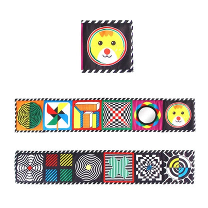 High Contrast Sensory Cloth Book for Babies | Black & White Montessori Newborn Toy