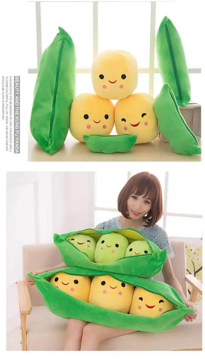 Kawaii Pea Pod Plush Toy | Soft 25cm Stuffed Plant Pillow for Kids