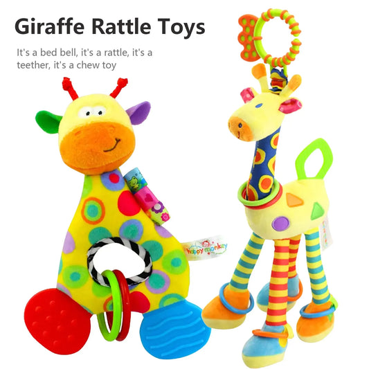 Baby Handheld Rattle & Teether Toy | Animal Character Stroller Toy for Newborns
