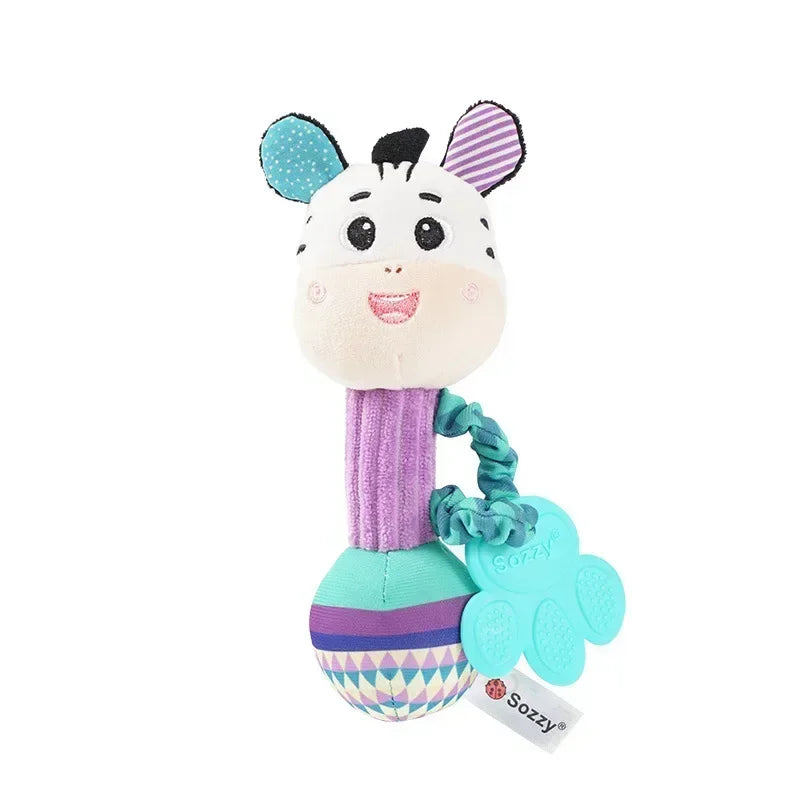Baby Animal Rattle Toy | Soft Squeaky Crinkle Sensory Toy for Toddlers