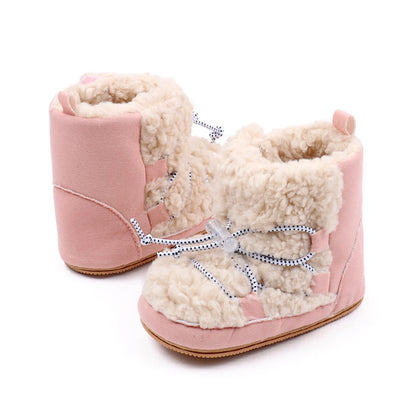 Baby Girls Coral Fleece Snow Boots | Warm Ankle Boots First Walker 6-15 Months