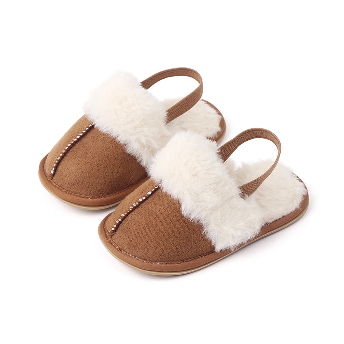 Baby & Toddler Fluffy Plush Slides | Soft Non-Slip House Slippers 0-18 Months