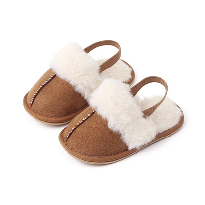 Baby & Toddler Fluffy Plush Slides | Soft Non-Slip House Slippers 0-18 Months