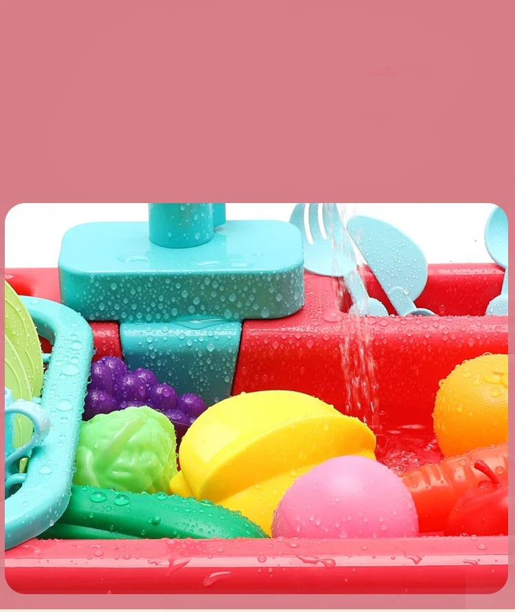 Kids Kitchen Sink Toy | Pretend Play Dish Wash Set for Children
