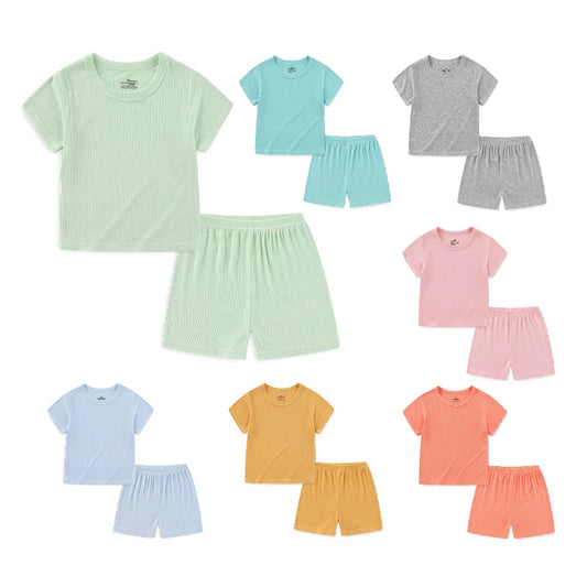 Kids Cotton 2-Piece Outfit Set | Short Sleeve Top & Shorts 12 Months–5 Years