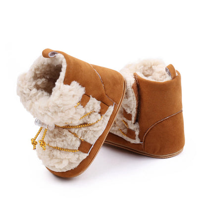 Baby Girls Coral Fleece Snow Boots | Warm Ankle Boots First Walker 6-15 Months