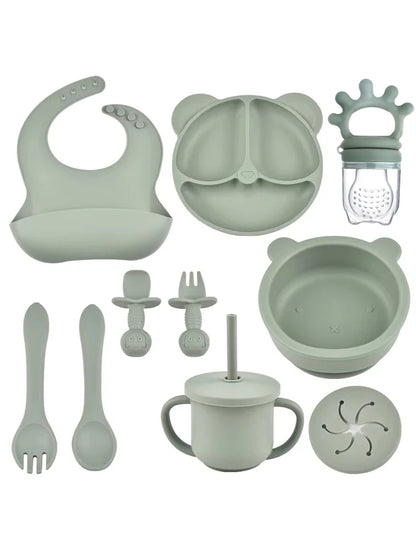 10-Piece Children's Silicone Dinner Set | Strong Suction Bowl, Plate, Fork & Spoon | BPA-Free