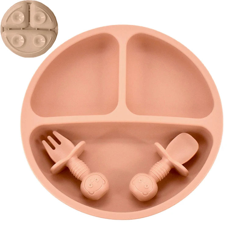 Baby Silicone Cartoon Dining Set | Plate, Cutlery & 4-Piece Options | BPA-Free
