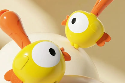 Cartoon Rattle & Sensory Handbell Toy | Chew-Safe Baby Grasp Toy | Frog & Chicken
