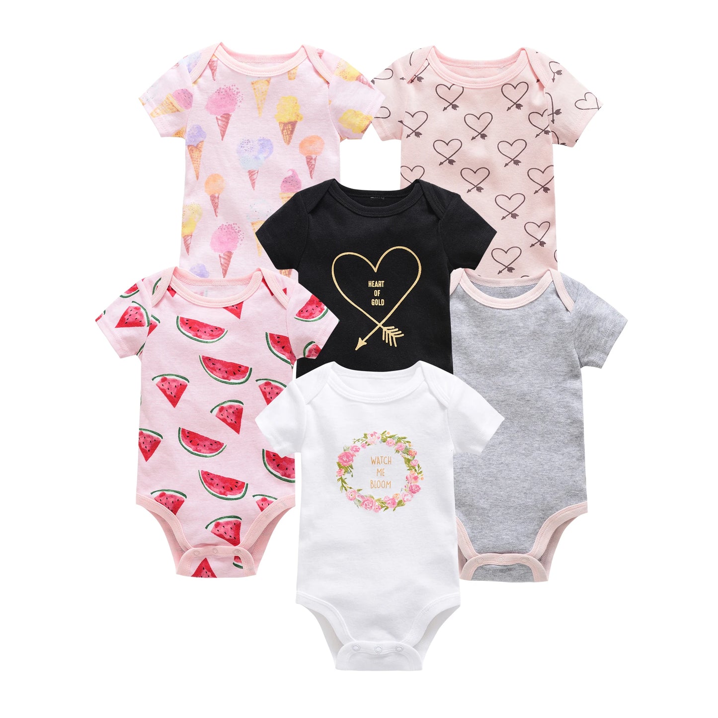 Baby Cotton Bodysuit 3-Pack | Short Sleeve Unisex Romper 0-12 Months