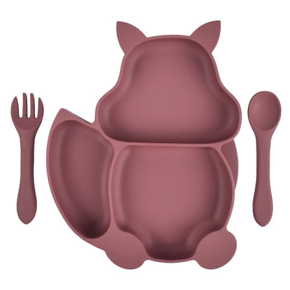 3-Piece Baby Silicone Feeding Kit | Bib, Divided Plate & Spoon Set | BPA-Free