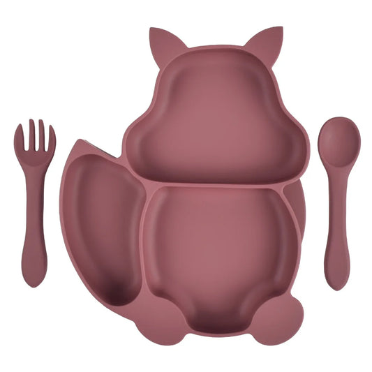 3-Piece Baby Silicone Feeding Kit | Bib, Divided Plate & Spoon Set | BPA-Free