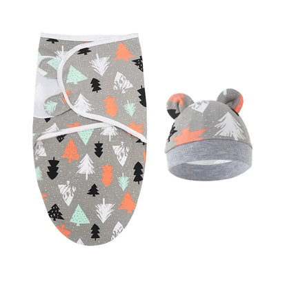 Baby Blanket & Hat Set | Cartoon Cotton Swaddle for Newborns 0-6 Months