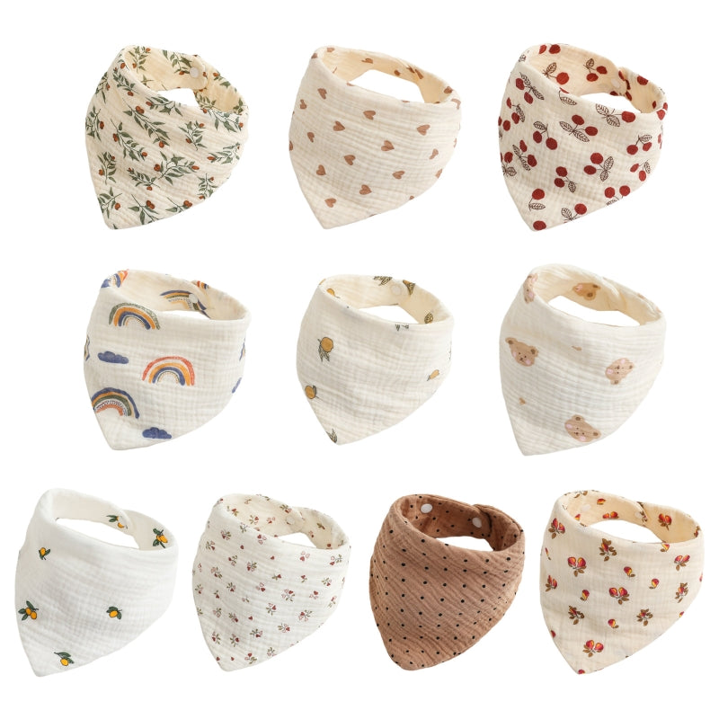 Baby Bandana Bib | Muslin Drool Bib for Teething Infants 0-12 Months