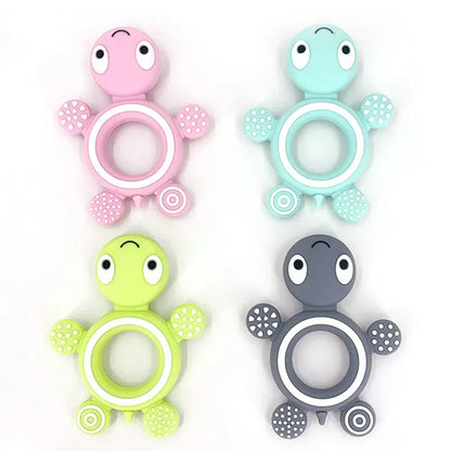 Silicone Turtle Baby Teether | Food-Grade Soft Tortoise Teething Toy | 8 Colours